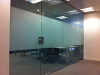 Glass office partition with glass door in North London (1/2)