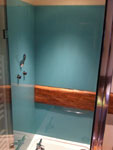 Blue bathroom / shower glass cladding - Norfolk