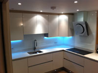 White splashback with blue downlights - Cockfosters (1/3)