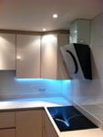 White splashback with blue downlights - Cockfosters (3/3)